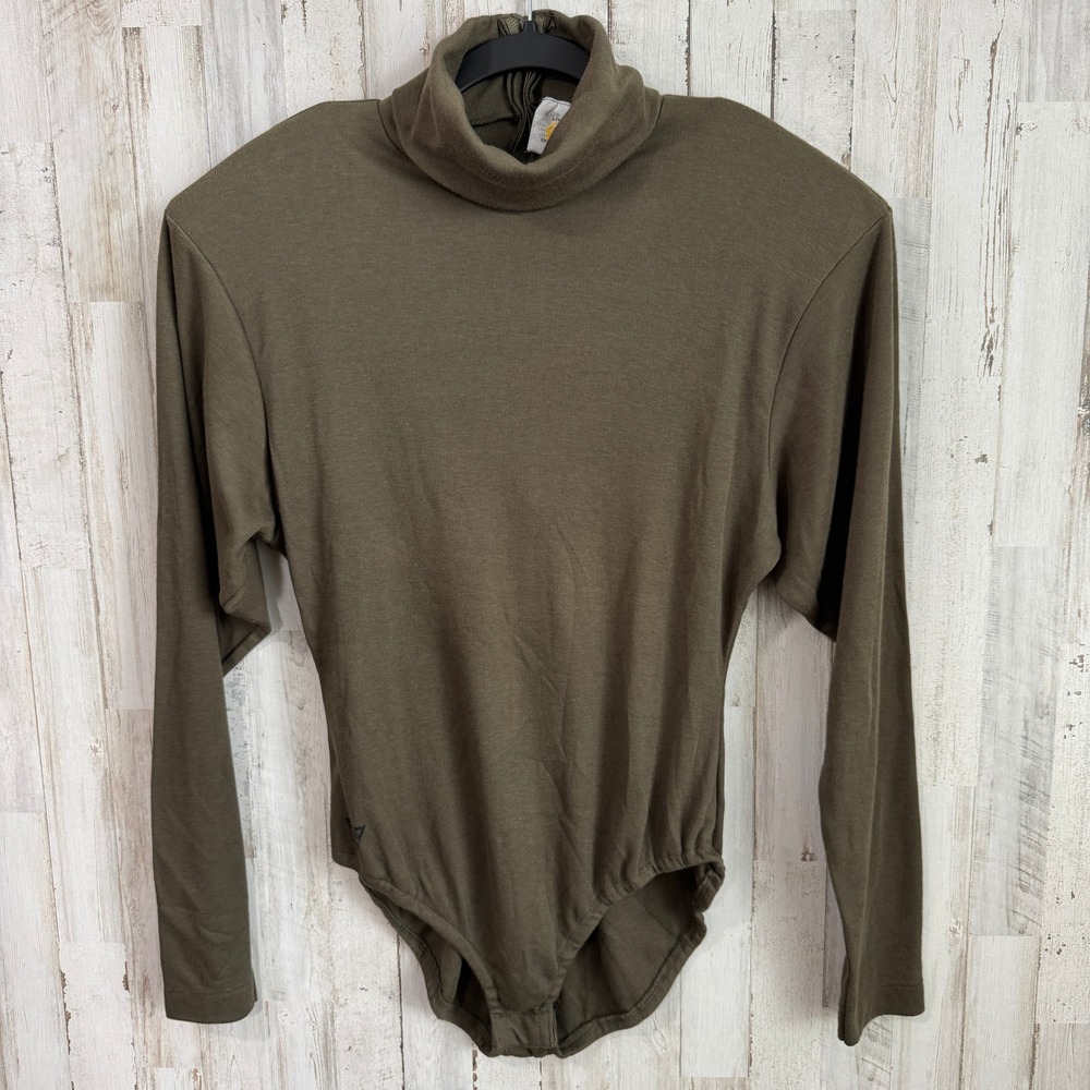 NWT VTG 80s Limited Express 1987 Bodysuit Olive Green Cotton Retro Shoulder Pads
